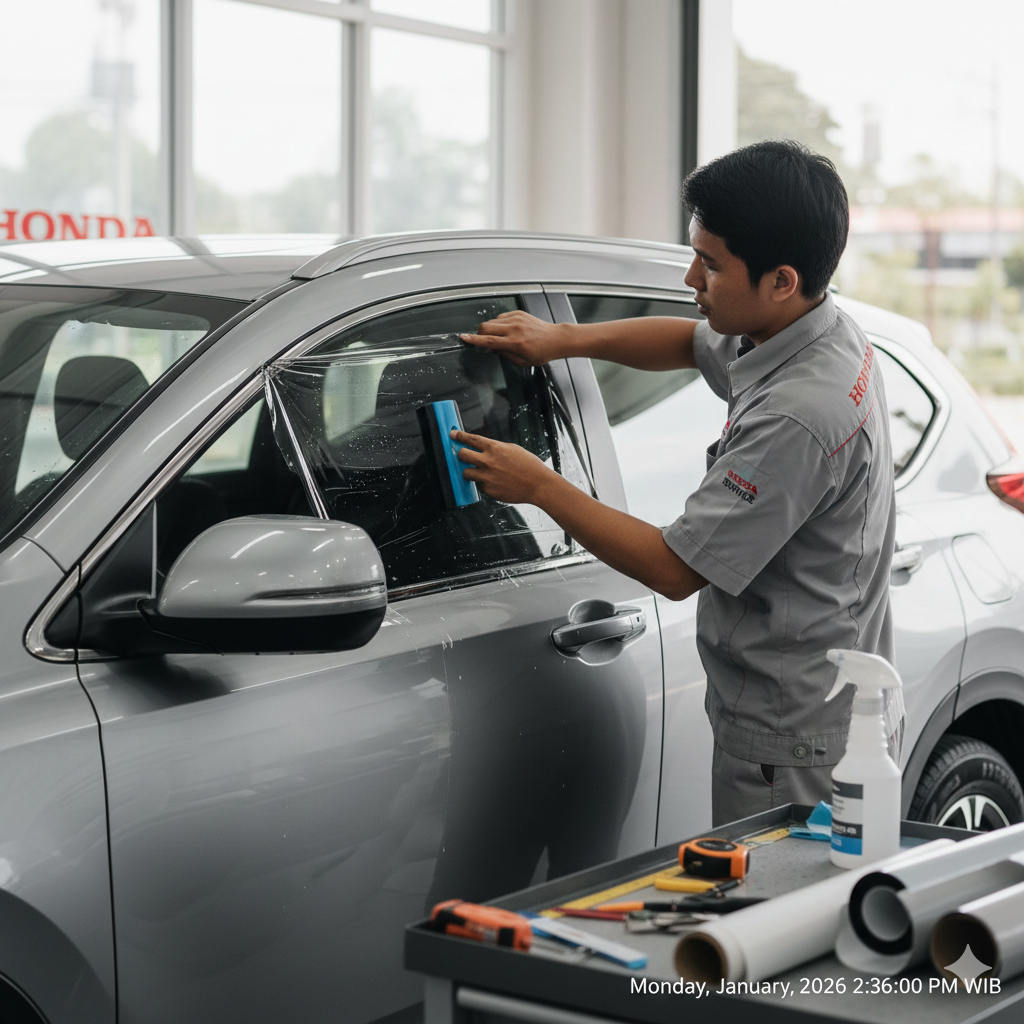 pemasangan kaca film mobil honda